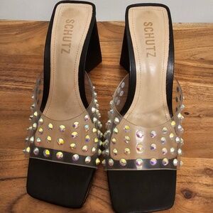 Schutz Lizah crystal vinyl sandal Size 6